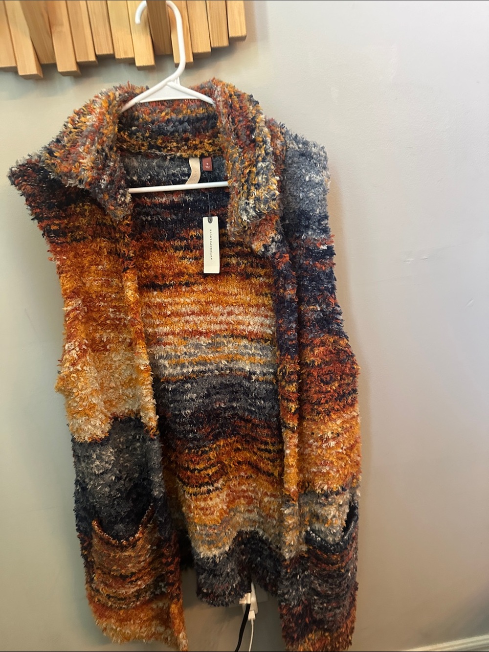 NWT Anthropologie Cozy Multicolor Bouclé Cardigan - Rust, Gray & Gold Tones